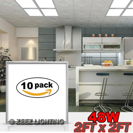 ZEEZ Lighting - 2FT x 2FT 48W Cool White LED Troffer Panel Light Recessed Dropped Ceiling Flatpanel Fixture - 10