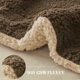 thumbnail image 4 of Exclusivo Mezcla Queen Size Reversible Sherpa Fleece Blanket, Soft Plush Blanket for Bed Sofa, Warm Fluffy Blankets for All Season, 90"x90", Brown/ Khaki, 4 of 7