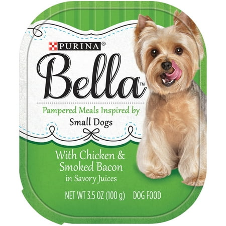 Purina Bella Chicken & Smoked Bacon Flavors Small Breed Wet Dog Food Trays, 3.5-Oz, Case of