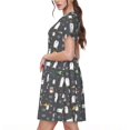 thumbnail image 2 of Lsque Robe Décontractée pour Femmes Imprimé Pingouin Adorable T-Shirt Été Manches Courtes Col Rond Robes Évasées, 2 of 6