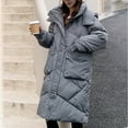 thumbnail image 4 of BZGTZT Women's Hooded Long Coat Winter Longer Thickened Solid Color Jacket Casual Zip Up Outerwear with Pockets, 4 of 7