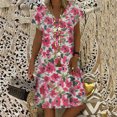thumbnail image 1 of SMihono Summer Plus Size Dress for Women 2023 Robes d'Été Col V une Ligne Imprimé Floral Décontracté à Manches Courtes en Vrac Robe, 1 of 5