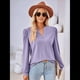thumbnail image 5 of Blusas para Mujer, Elegantes, Informales, con Cuello en V, Larga, Blusas para Mujer con Mangas Abullonadas Púrpura L, 5 of 10