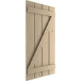 thumbnail image 3 of Ekena Millwork 23 1/2"W x 86"H Rustic Four Board Spaced Board-n-Batten Knotty Pine Faux Wood Shutters w/Z-Board (Per Pair), Primed Tan, 3 of 10