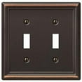 thumbnail image 2 of 2-PK Amerelle Chelsea Aged Bronze 2 gang Stamped Steel Toggle Wall Plate, 2 of 2