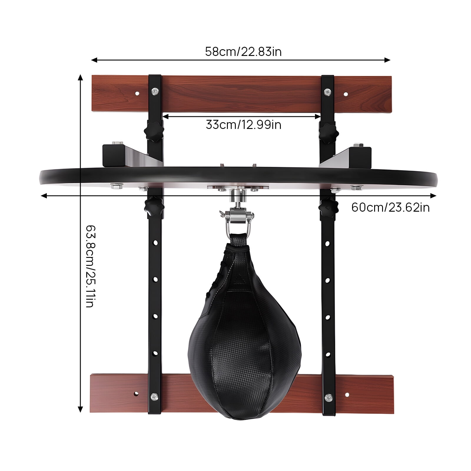 ToppiJoy Speed Bag Platform Kit, Heavy Duty Boxing Training Equipment, Wall Mount Adjustable Speed Bag Set for Reflex & Coordination(Black）