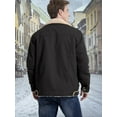 thumbnail image 5 of MANSDOUR Men's Winter Fleece lined Jacket Cotton Warm Sherpa Cargo Jackets Thermal Lapel Trucker Work Coat Black XXL, 5 of 7