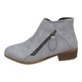 thumbnail image 5 of Rokment Dress Ankle Boots for Women Trendy Fall Winter Suede Pointed Toe Chunky Low Heel Women's Short Booties with Side Zipper Grey Size 7.5, 5 of 6