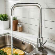 Kitchen Sink Faucet Stainless Steel Brushed Nickel Mix Hot & Cold Water Taper Single Handle Suit for 1 Hole
