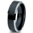 thumbnail image 1 of Charming Jewelers Tungsten Wedding Band Ring 6mm for Men Women Comfort Fit Black Beveled Edge Polished Brushed Lifetime Guarantee Size 8, 1 of 5