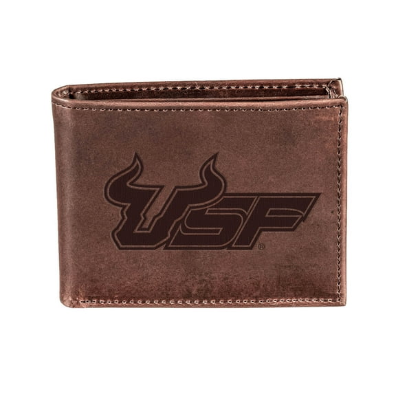 Brown South Florida Bulls Bi-Fold Leather Wallet