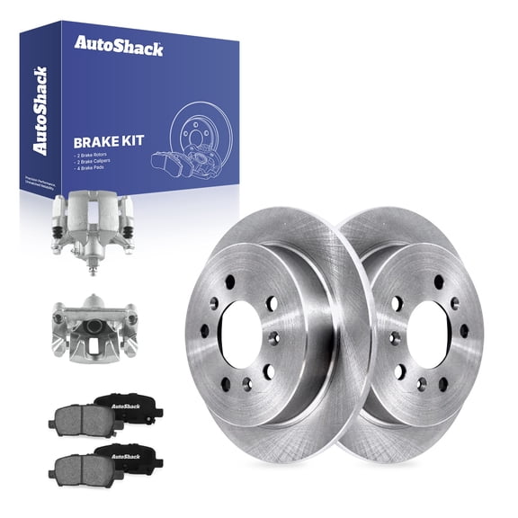 AutoShack Rear Solid Brake Rotors   Premium Ceramic Pads   Calipers 8-PC Brake Kit Replacement for 2010 Chevrolet Impala 10.94" (277.8 mm)