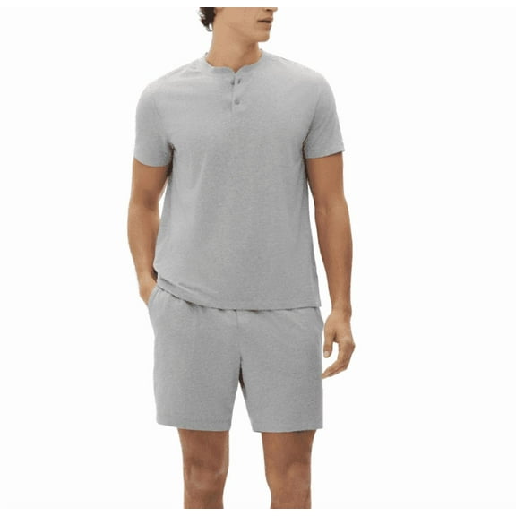 Gap Men's 2-Pc. Heathered Henley Shirt & Shorts Pajama Set - Grey Assorted