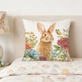 thumbnail image 6 of AuroraX Easter Throw Pillow Covers 18x18 Inch Farmhouse Square Outdoor Linen Bunny Rabbits Tulips Floral Decorative Pillow Covers Spring Cushion Case for Couch Sofa Bench, 6 of 6