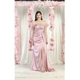 thumbnail image 5 of Royal Queen RQ8002 Juniors Womens Feather Sheer Long Sleeves High Slit Formal Dress, 5 of 9