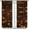 thumbnail image 2 of Bookshelf Curtains Vintage Library with Books Window Treatments for Kids Bedroom Wooden Wooden Antique Bookcase Drapes Sets 84x84 Inch, 2 of 6