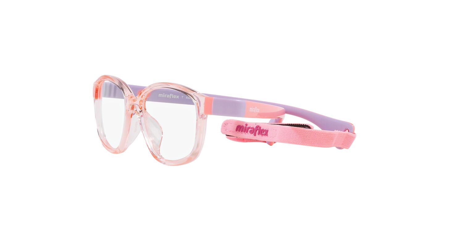 Miraflex Youth 0MF4007 Flexible & Safe Eyeglasses with Case & Headband, 46mm, Translucent Coral