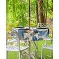 thumbnail image 2 of Blue Orange Botanical Outdoor Tablecloth - 54x80 Inch Rectangle Dining Table Cover, Fall Eucalyptus Leaves Waterproof Outdoor Table Cloth with Umbrella Hole & Zipper for Picnic/Patio/Party, 2 of 5