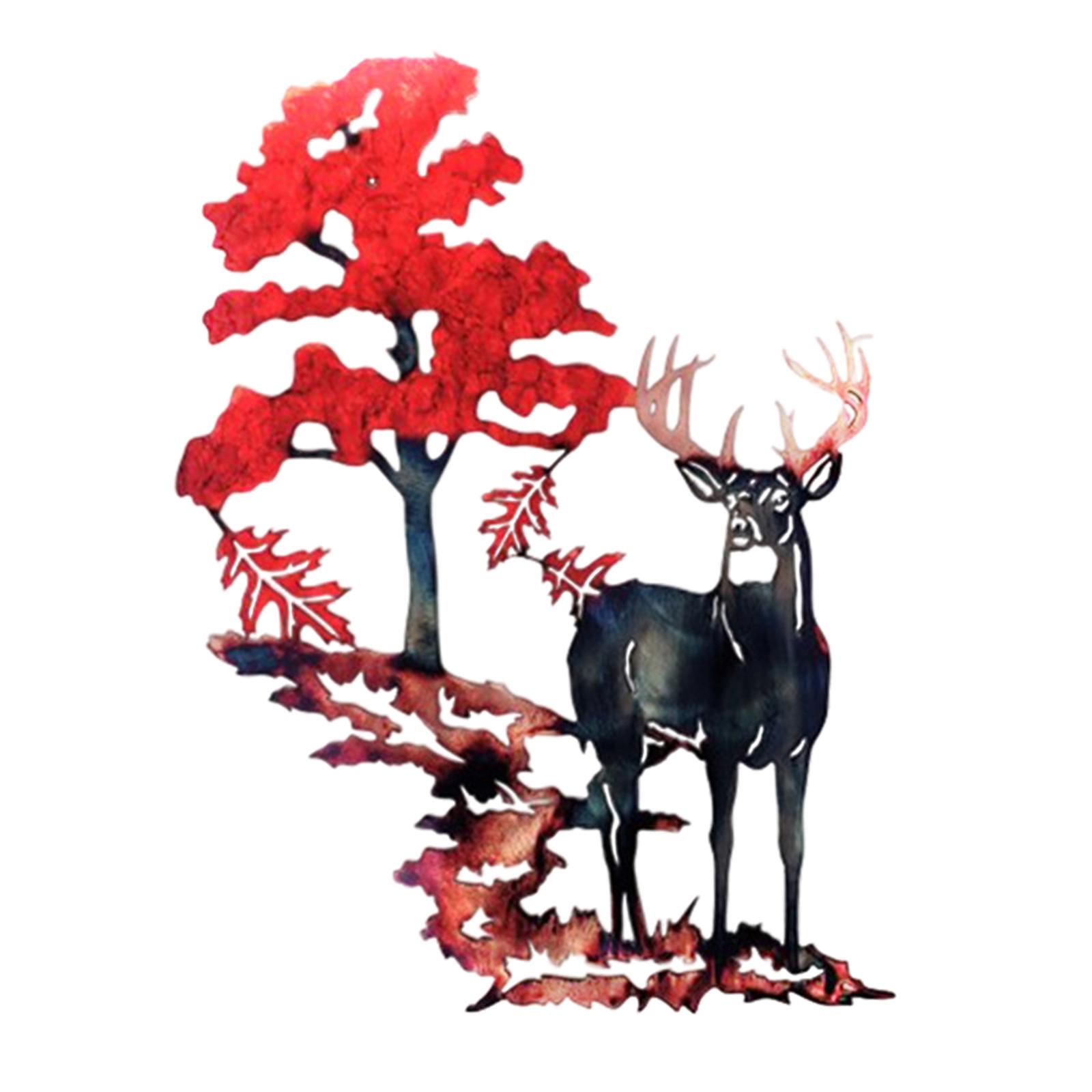 3D Silhouettes Wall Decor Deer Hollow Out Sculpture ing 33x35cm