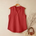 thumbnail image 4 of Womens Trendy V Neck Linen Tunic Tops Short Sleeve Button Summer Beach Blouse Stylish Boho Top Tunics Shirts, 4 of 7