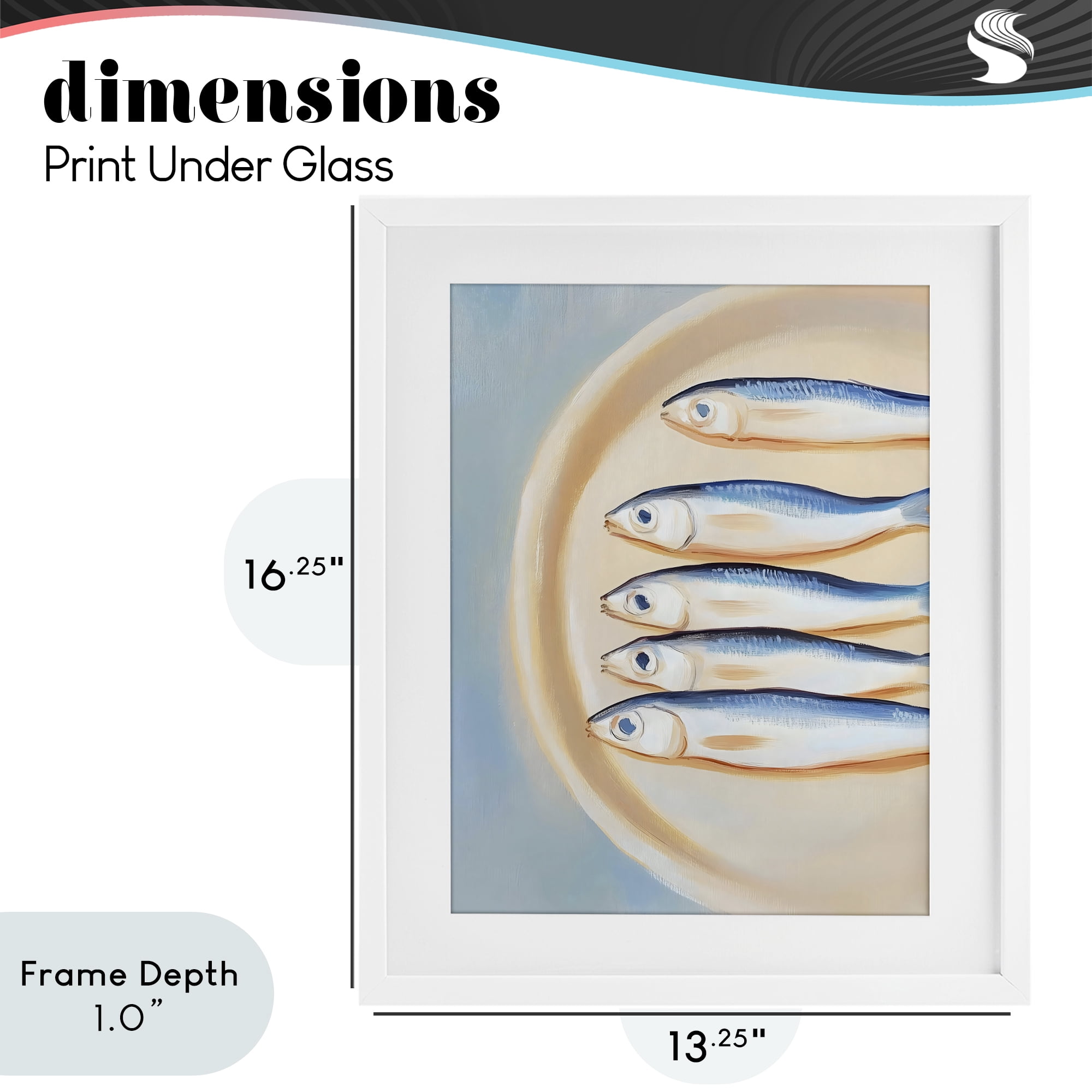 Stupell Industries Plate of Sardines White Framed Print Under Glass, design by The Prints Vibe