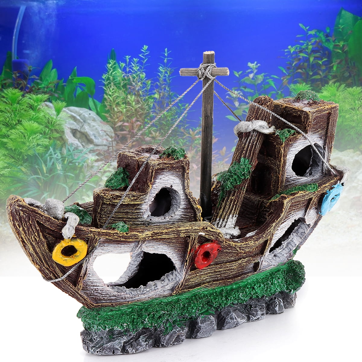 Aquarium Resin Ornament Destroyer Navy War Boat Ship Wreck Fish Tank
