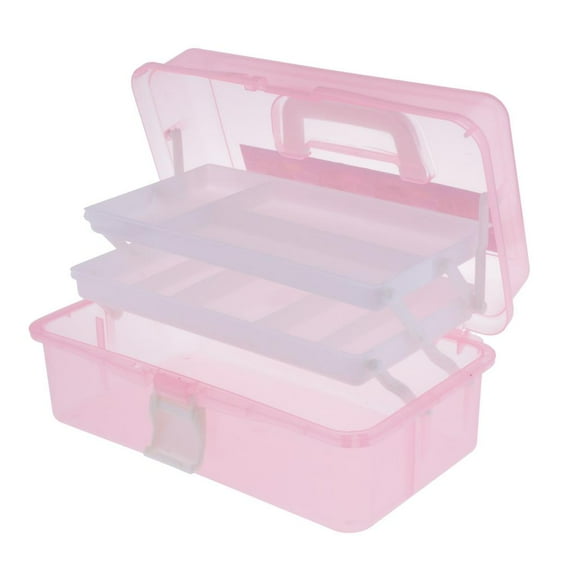 Yunhgft Three-layer Household Toolbox Tool box, Plastic Art Supply Craft Storage Tool Pink