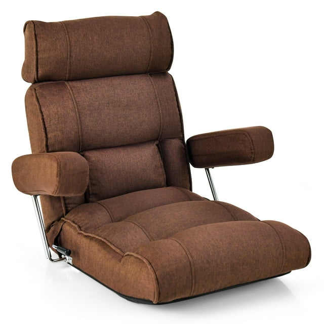 Costway Sofa Paresseux Réglable avec Dossier Réglable en Continu et Appui-Tête/lombaire/siège à 6 Positions Brun