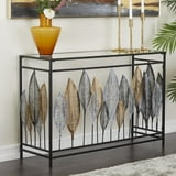 DecMode Metal Leaf Console Table - 44 x 30 Glass Top - Walmart.com