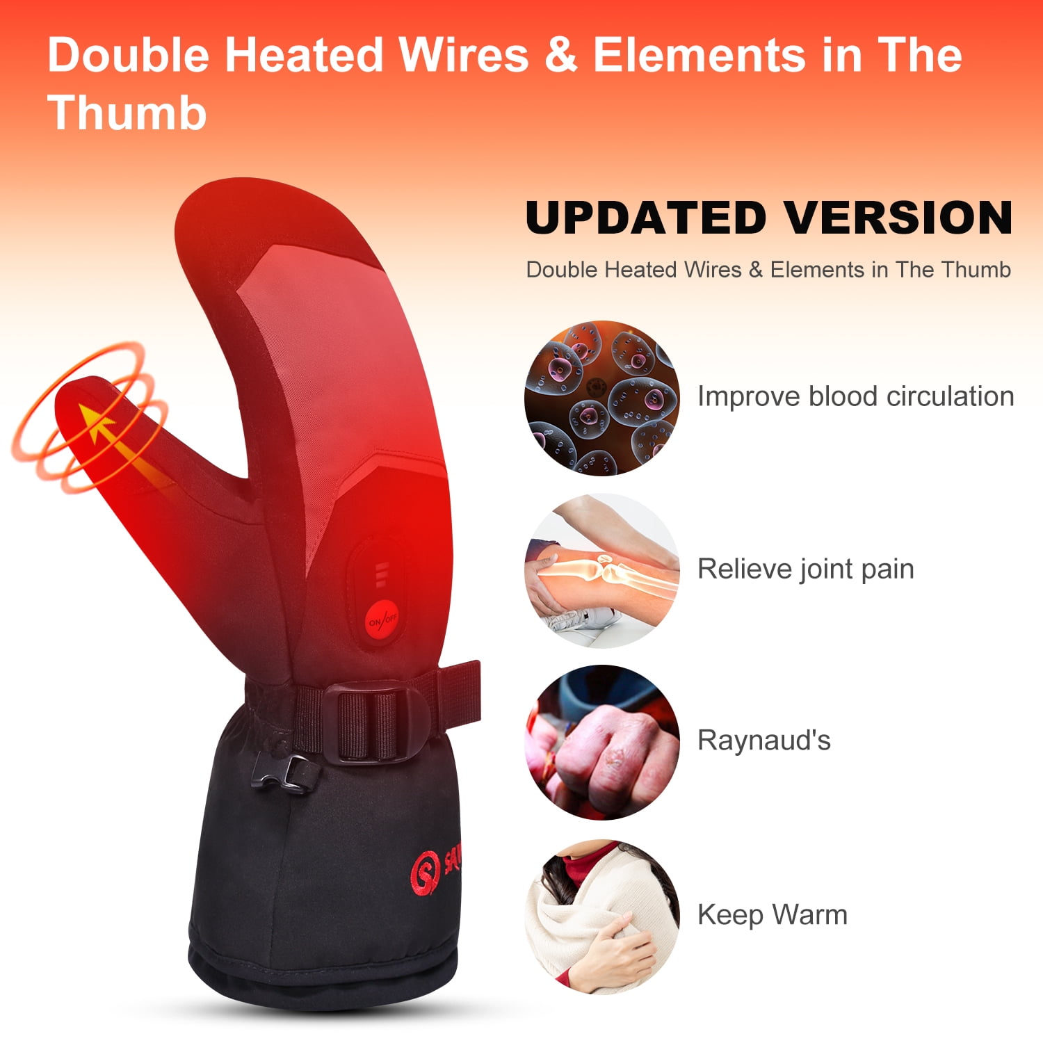 Heated Winter Gloves Rechargeable ，SAVIOR Women Men Ski Gloves Waterproof Mittens Gloves For Winter Outdoor Work Skiing