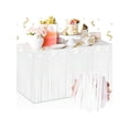 thumbnail image 1 of Nvzi Juego de 5 faldas de mesa con flecos de papel metalizado blanco de 29 x 108 pulgadas (9 pies de largo), faldas desechables de oropel para carrozas de desfile,cumpleaños, baby shower, boda, 1 of 4