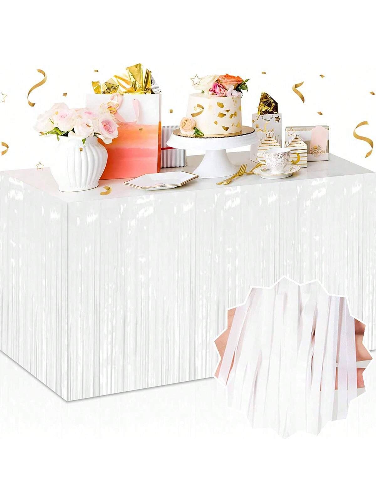 Lot De 4 Jupes De Table à Franges Arc-en-ciel Métalliques - Décorations De Fête Pour Anniversaire, Mariage, Noël