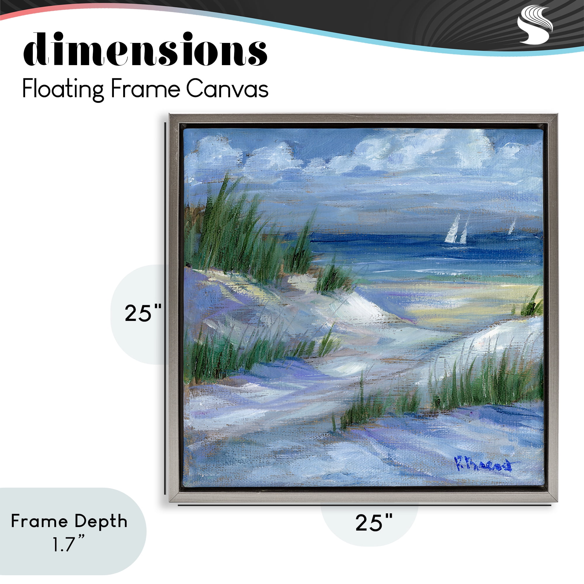 Stupell Industries Crooked Island Dunes & Sailboats Gray Framed Floater Canvas Wall Art, design by Paul Brent