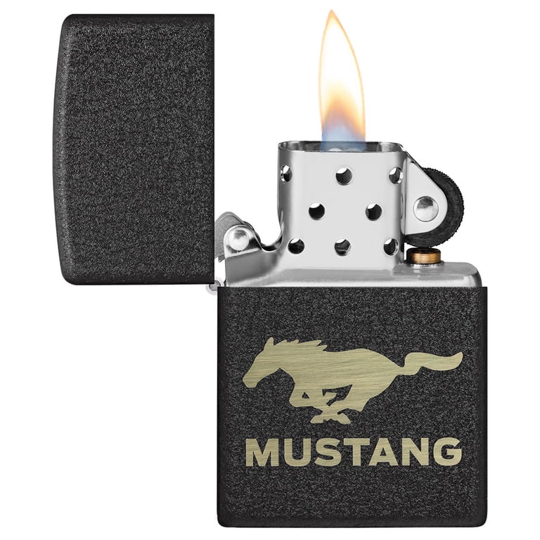 Zippo Ford Mustang Windproof Pocket Lighter, Black Crackle Finish