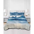 thumbnail image 2 of Quilts Twin-XL Size Bedding Set, Navy Blue Coastal Beach Lightweight Quilted Comforter, Summer Nautical Ocean Ombre Art Soft Reversible Bedspread Coverlet with Pillow Covers for All Season, 68" x 98", 2 of 7