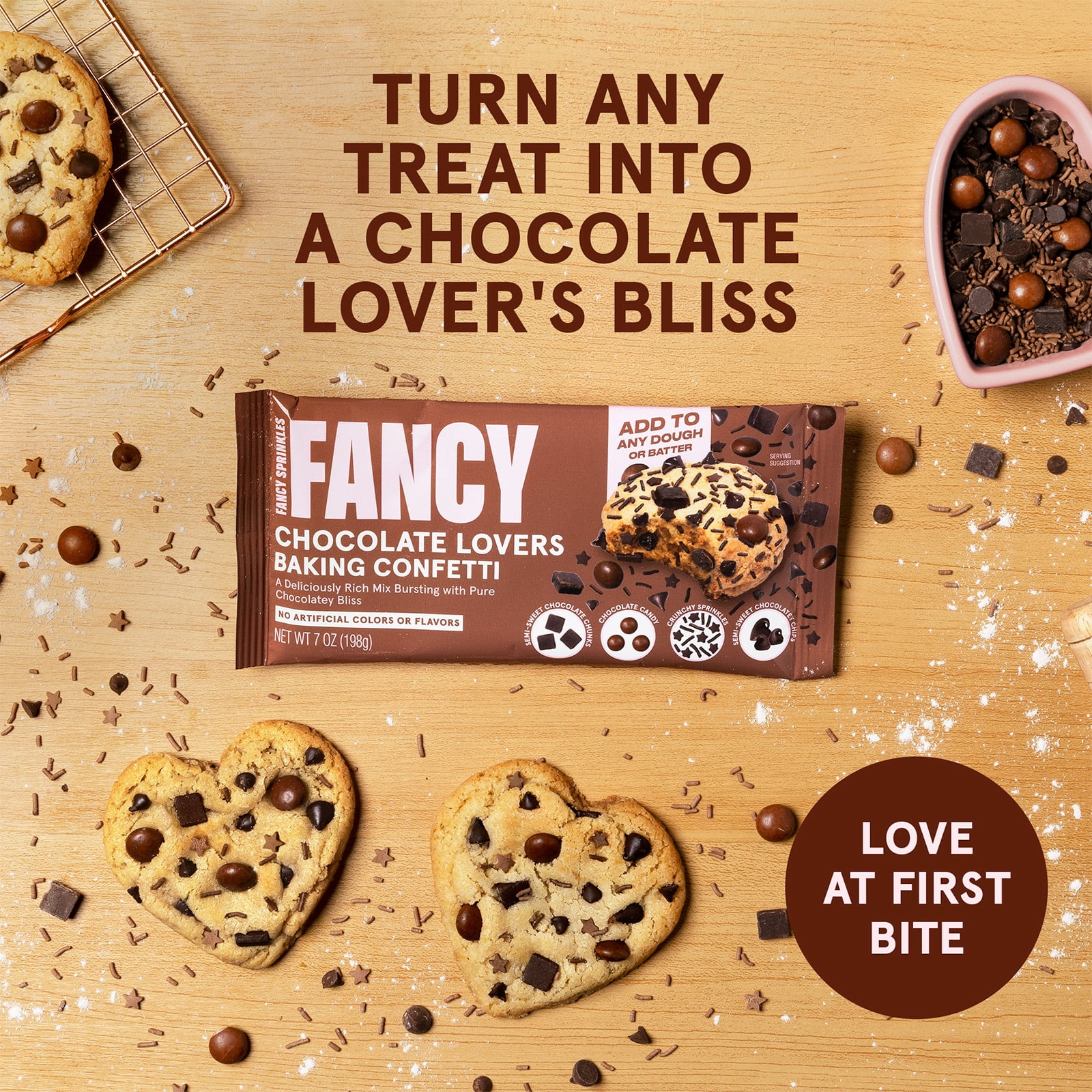 Fancy Sprinkles Chocolate Lovers Baking Confetti with Sprinkles and Chocolate Pieces, 7 oz Bag