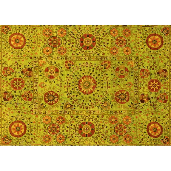 Ahgly Company Indoor Rectangle Abstract Yellow Modern Area Rugs, 6' x 9'
