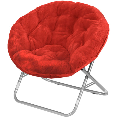 with Foldable steel frame dorms or any room in Multiple Colors Great for lounging Blue Mainstays Faux-Fur Saucer Chair 100/% polyester faux-fur fabric