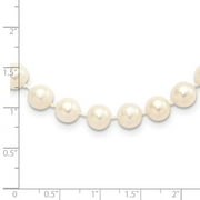 Sterling Silver Rhodium 7-8mm White Freshwater Cultured Pearl Necklace QQH4778-18
