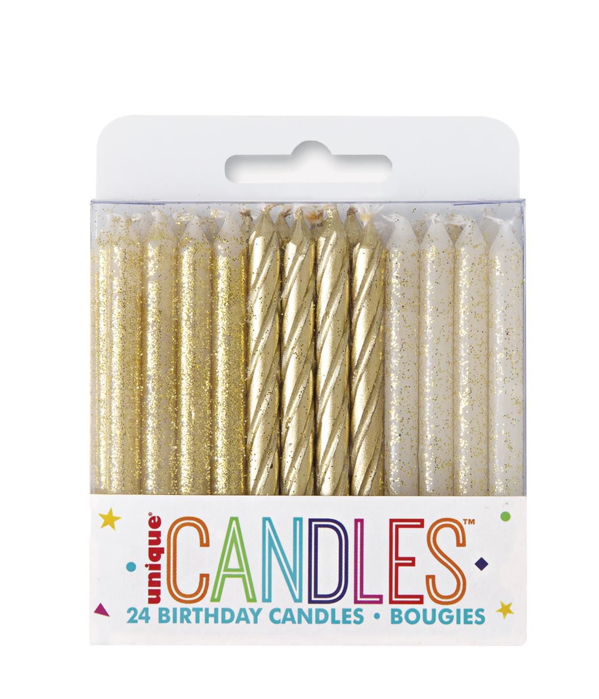 Glitter and Gold Spiral Birthday Candles