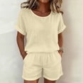 thumbnail image 6 of GUACER Two Piece Sets for Women Lightweight Cotton Linen Short Sleeve Top and Shorts Set Summer Casual Outfit, 6 of 7