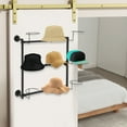 thumbnail image 4 of 3-Tier Wall-Mounted Hat Rack, 23.6" Black Powder-Coated Steel, 9 Adjustable Hooks, Heavy-Duty 22lb Capacity, Space-Saving Organizer for Entryways, Cloakrooms & Retail Displays, 4 of 19