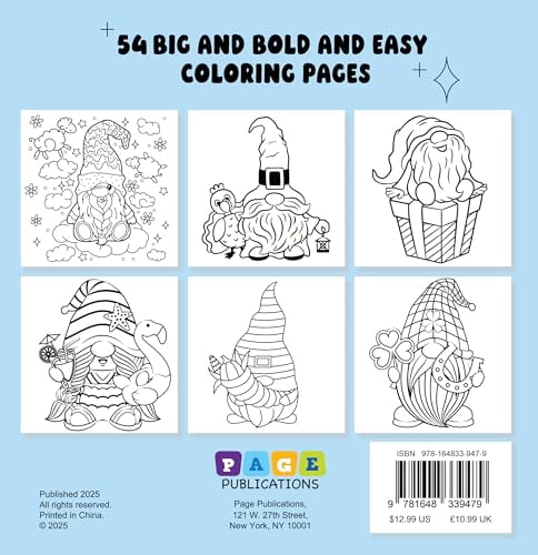 Comfy Gnomes Bold and Easy Coloring Book: Cozy & Simple Designs for Relaxing Coloring