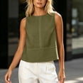 thumbnail image 6 of TARIENDY Womens Cropped Tank Tops Loose Crew Neck Sleeveless Shirts Lightweight Cotton Linen Blouses Work Shirt Army Green XXL, 6 of 9