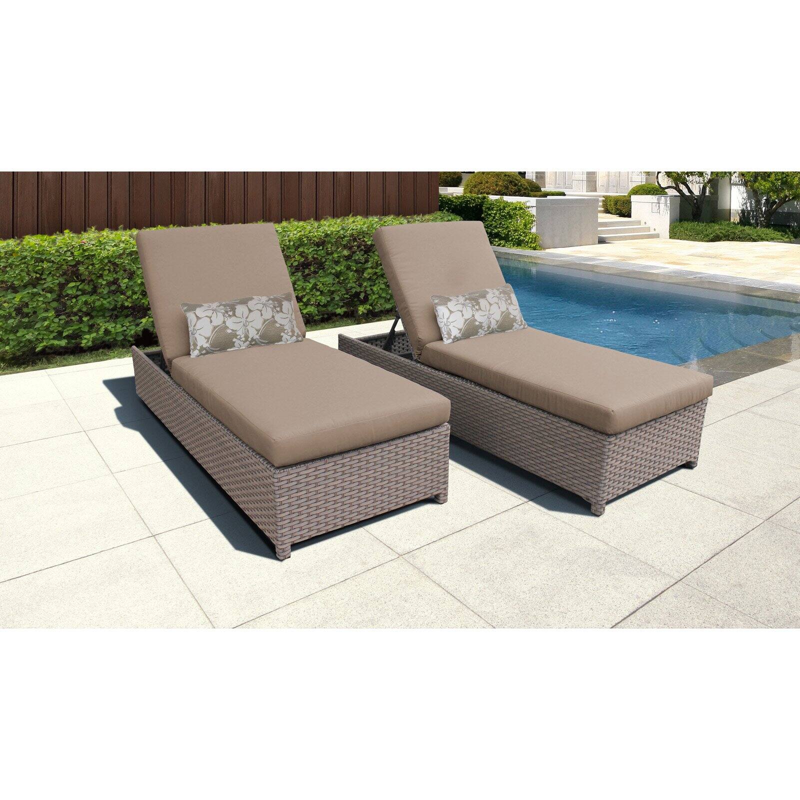 TK Classics Monterey Wheeled Wicker Outdoor Chaise Lounge Chair - Set of 2 - image 3 of 11
