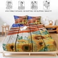 thumbnail image 5 of Full Size Fitted Sheet Set - Sunflower USA Flag 3 Piece Bedding Sets 16" Deep Pocket Fitted Sheet with 2 Pillowcases Independence Day Floral Wooden Brushed Microfiber Hotel Luxury Bed Sheets, 5 of 9