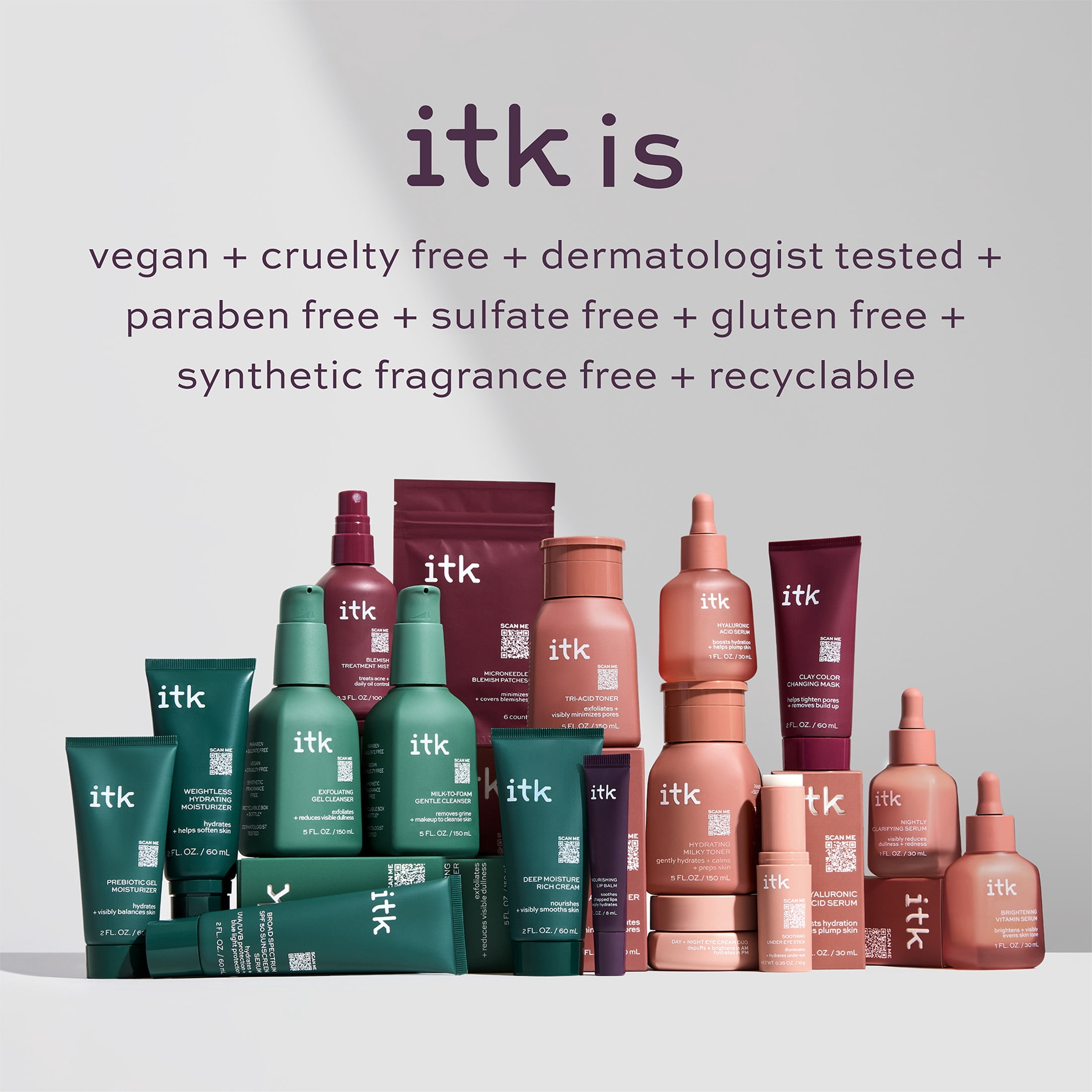 ITK Skincare Cooling Gel Serum Roller, Hydrating Skincare, Niacinamide + Caffeine, 1fl oz