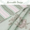 thumbnail image 4 of Cozy Line Home Fashions Cozy Line Vintage Cottage Garden Toile Mint Green Cotton Quilt Bedding Set, Queen, 4 of 5