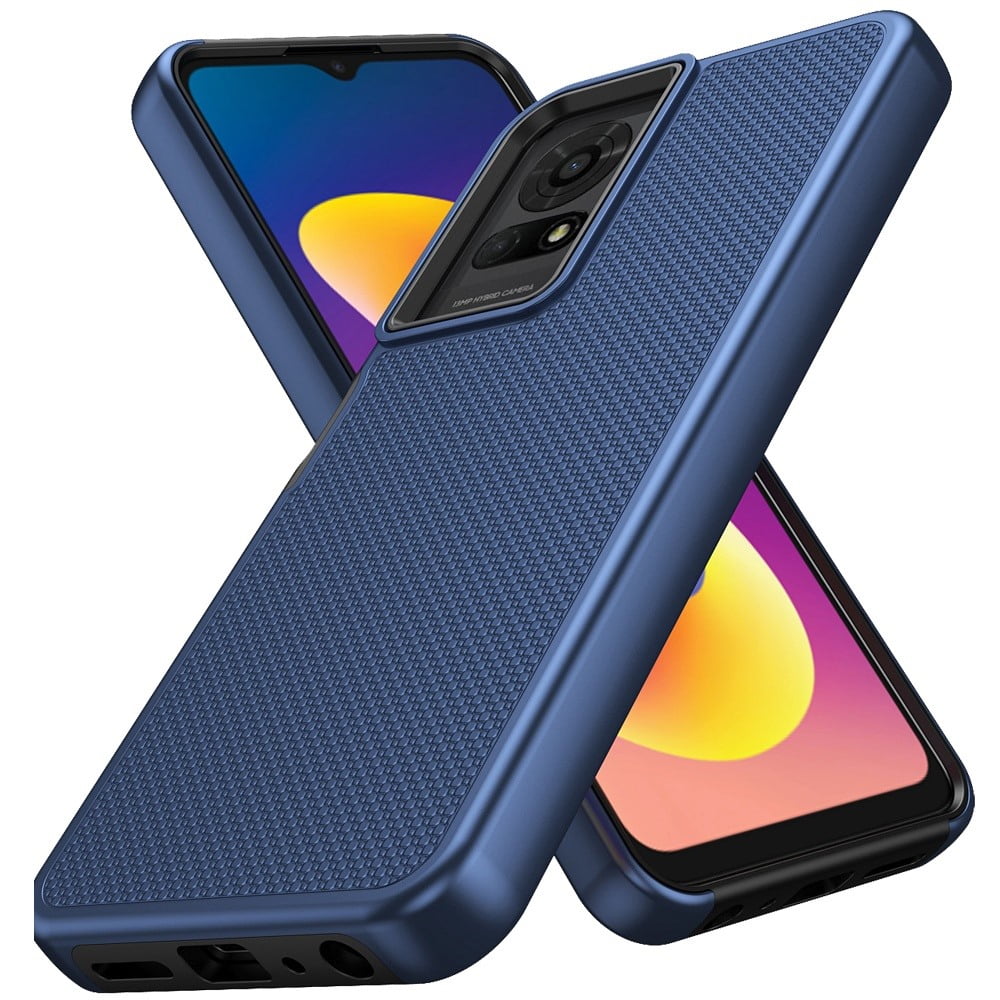 Xpression Phone Case For AT&T Motivate Pro 5G Dual Layer Heavy-Duty Hybrid Rugged Case Rugged Texturized TPU & PC Shockproof Silicone Military Grade Cover, Blue