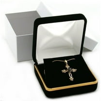 Black Velvet Necklace Pendant Gift Box With Brass Trim